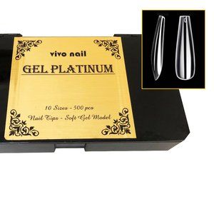 VIVO 500pcs Coffin Medium Full Cover Clear Gel Artificial False Fake Nails Tips